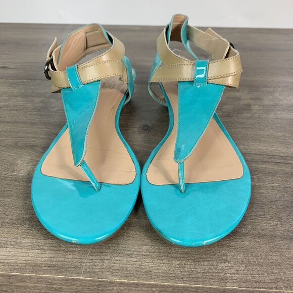 9 & Co. Womens Sandals Size 9 M Blue Green Strappy Thong Open Toes - Picture 4 of 10